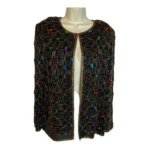 Holiday Party Exotica Women’s Silk Evening Jacket Beaded Cardigan